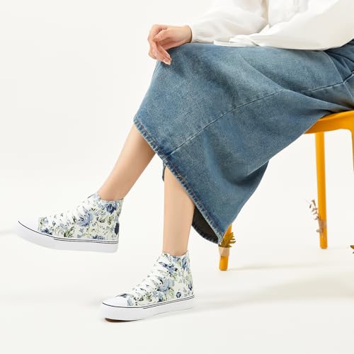 Image of yageyan Womens High Top Canvas Sneakers Fashion White Shoes for Women