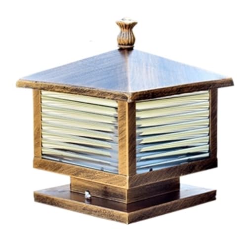 GAOJUNAN Lámpara de Jardín Poste Lámpara De Poste Exterior Vintage, Moderna Columna Vidrio Y Hierro, Luces Jardín, Luz Para Puerta Villa Farola Exterior(40cm*40cm*36cm)