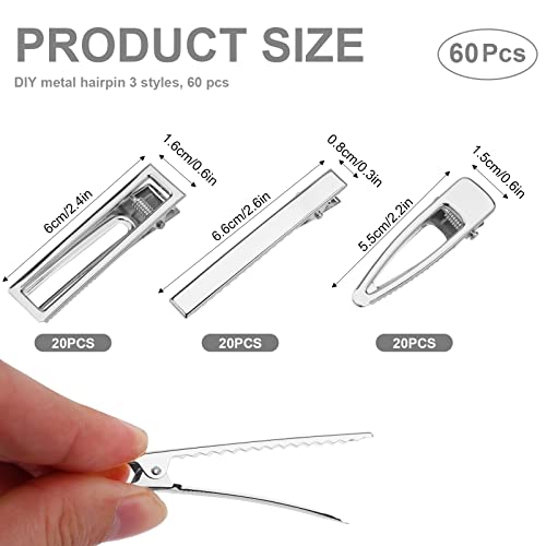 60 fermagli per capelli a coccodrillo argentati