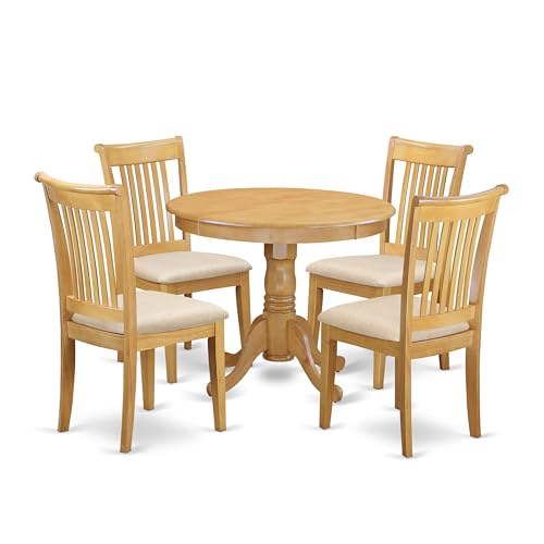 East West Furniture ANPO5-OAK-C 5 Piece Modern Dining Table Set