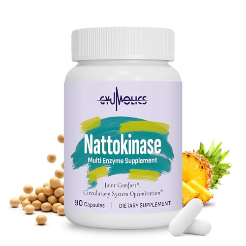 Gyumolics Nattokinase Supplement 10000FU with Organic Nattokinase Serrapeptase Bromelain Curcumin Vitamin E & Ginseng Movement Comfort 90 Capsules