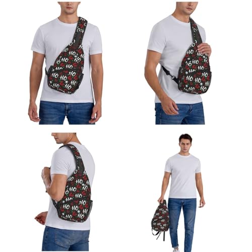 Image of Crossbody Bag Christmas Red White Ho Ho Ho Sling Bag Backpack Chest Bags Shoulder Bag for Women Men