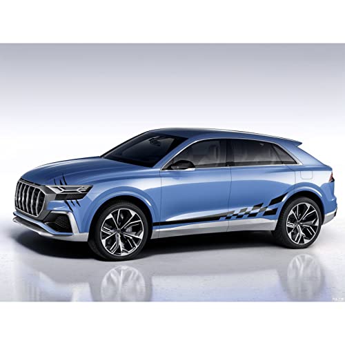 Ramuel Universal Car Auto Body Side Decals Lattice Pattern Racing Stripe Side Door Sticker Strip Vinyl Cars Accessories With Rearview Mirror Sticker, Claw Marks Headlight Decals (Black) #TOP6