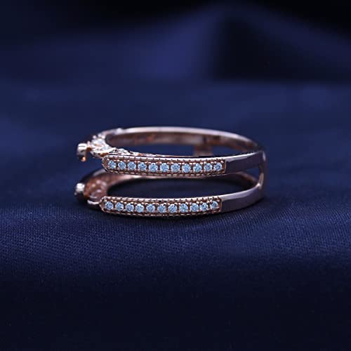 AFFY 1/3 ct. t.w Round Cut White Cubic Zirconia Millgrain Cathedral Enhancer Guard Ring In 14K Gold Over Sterling Silver Jewelry Gift For Her4