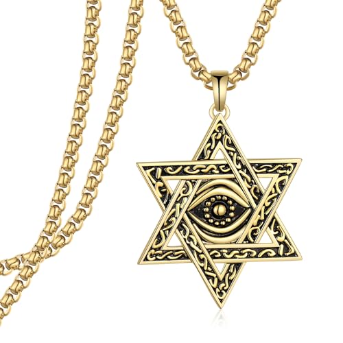Star of David Necklace 925 Sterling Silver Eye of Horus Necklace Jewish Jewelry Star of David Gifts for Men Women