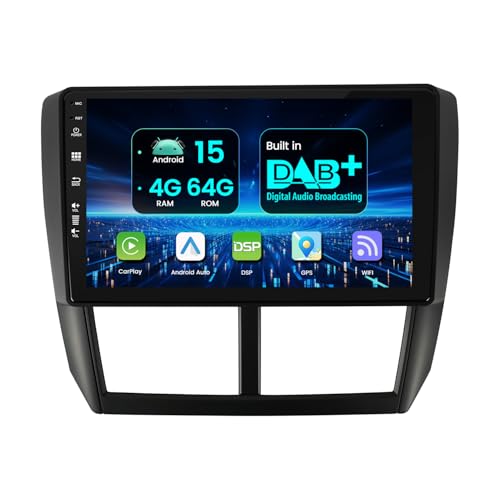 MISONDA intégré Dab+ Autoradio Android 15 pour Subaru Forester 3 SH/Impreza GH GE 2007-2011 - 4G+64G -Gratuite Caméra+MIC- 9 Pouces IPS avec GPS...