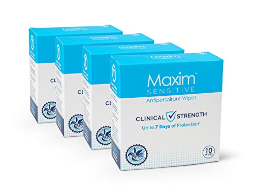 Maxim (4-Pack) Sensitive Antiperspirant Towelette for Women and Men | Treatment for Hyperhidrosis and Excessive Sweating