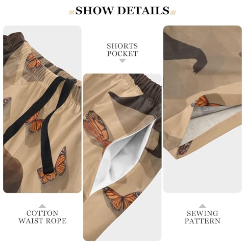 Men's Short Pajama Bottoms Butterfly Bear Home Casual Sleep Pants3