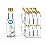 100 mini botellas de cristal de 50 ml para alcohol – Mignonettes vacías, ideales para regalos de boda, whisky, ron, salsa – frascos pequeños para invitados, olla de cristal, regalo único