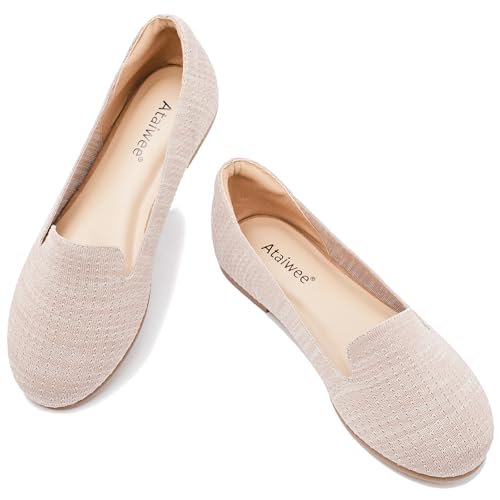 Image of Ataiwee Women's Wide Width Flat Shoes - Casual Round Toe Breathable Plus Size Comfortable Non-Slip Loafers.