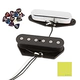 Fender Tex Mex Telecaster Pickups Set Bundle With 12x Guitar Picks and Liquid Audio Instrument Polishing Cloth - Single Coil Pickups, Small