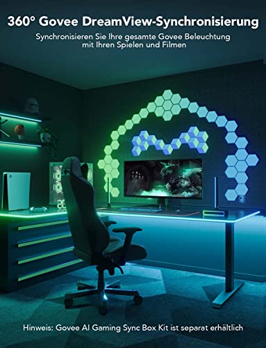 Govee RGBIC Neon LED Strip für Gaming Schreibtisch, 5M Gaming LED Streifen, Zuschneidbarer LED Streifen, Neon Schild Kompatibel zu Razer Chroma, 11 Musik, 64+ Szene, RGB APP-Steuerung 5