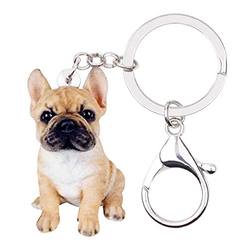 WEVENI Acrylic French Bulldog Keychain Pet Keyring Jewelry For Women Girl Bag Car Wallet Charms