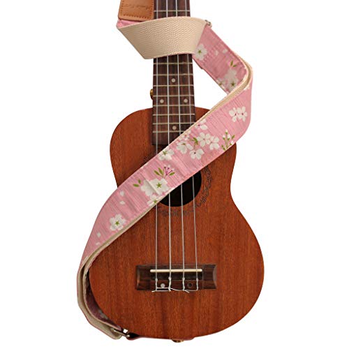 MUSIC FIRST Sangle pour ukulélé vintage en mousseline souple et cuir véritable avec sangle en cuir véritable Rose Sakura - Les Beatles, Paul McCartney, John Lennon, RIngo Starr, George Harrison MUSIC FIRST Sangle pour ukulélé vintage en mousseline souple et cuir véritable avec sangle en cuir véritable Rose Sakura – Image 6