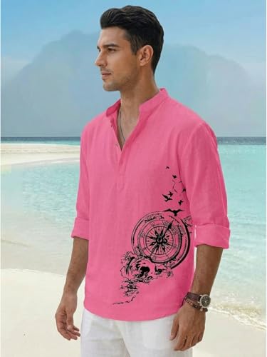 Image of DEELMO Men's Cotton Blend Mandarin Collar Self One Design Full Sleeve Casual Short Kurta
