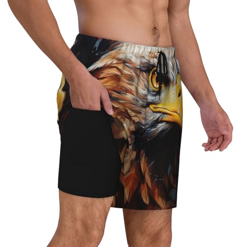 Eagle Built-in Compression Lining Men's Double Swim Trunks Shorts Beach Shorts with Two Pockets3