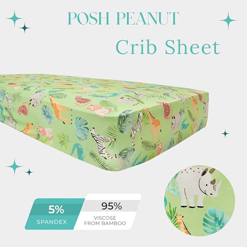 Image of Posh Peanut Baby Crib Sheets for Boys & Girls - Viscose from Bamboo Crib Sheets for Standard Baby Mattresses (52 inch X 28 inch X 9 inch) Safari Animals