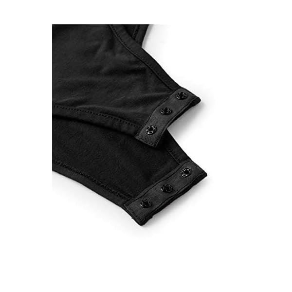 Floerns Women's Crew Neck Bodycon Leotard Top Long Sleeve Bodysuit A Black L