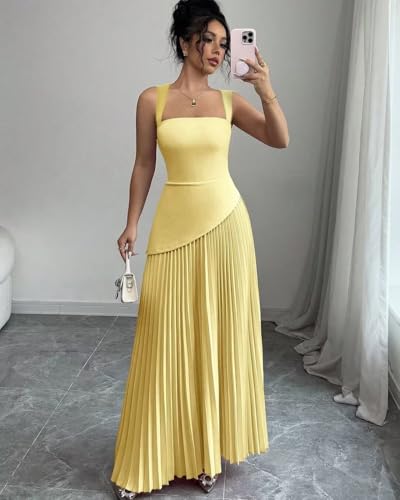 Women's Spaghetti Straps Bridesmaid Dresses 2025 Asymmetrical Drop Waist Pleated Formal Evening Dress DE4992