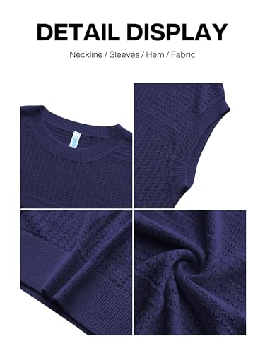 Image of VIISHOW Womens Spring Tops 2025 Summer Shirts Crochet Cap Sleeve Sweater Pullover Cute Crew Neck Beach Cover Ups