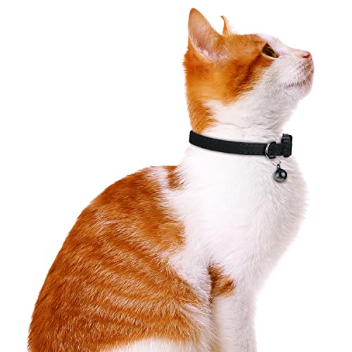 Faleela Soft Microfiber Leather Cat Collar,Breakaway Collar With Bell, Adjustable For Cats And Puppy Girl Boy #TOP6