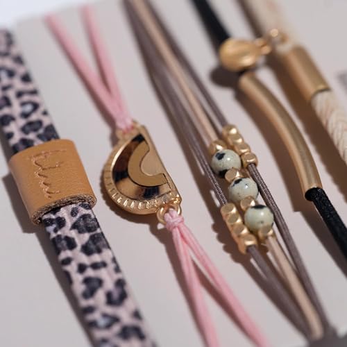 K'lani Wild Bracelets for Women – Elastic Bracelets and Boho Hair Ties – Cute Hair Ties for Women and Hair Tie Accessories – Stylish Bracelets Boho Style for Hair and Wrist – Set of 5 (Large)