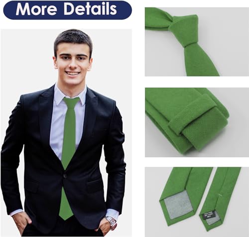 Image of Mantieqingway Mens Skinny Ties,2.56 inch Cotton Neckties Striped Plaid Ties for Groom Groomsmen Wedding Party Christmas