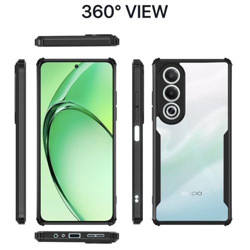Image of Pikkme Crystal Clear Transparent Back Cover | Ultra Hyrbid | Full Camera Protection | Raised Edge | Bumper Case for Oppo K12x 5G (Black)