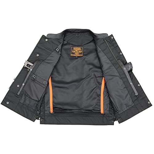 Milwaukee Leather Men's Side Lace Snap/Zip Front Leather Club Style Vest LKM37123