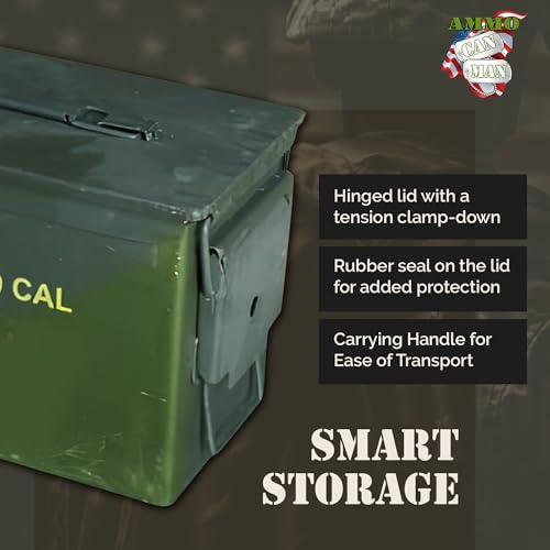 M2A1 50 Cal Ammo Can Grade 2 (Pack of 3) - Various Stenciling Ammo Cases for Storage w/Powder Coating, Steel, Aluminum - Ideal Military Grade Storage - Thumbnail 3