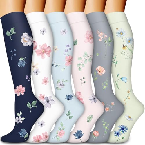 Image of Compression Socks for Women & Men Circulation (6 Pairs) 15-20 mmHg is Best Support for Athletic Running,Nurse