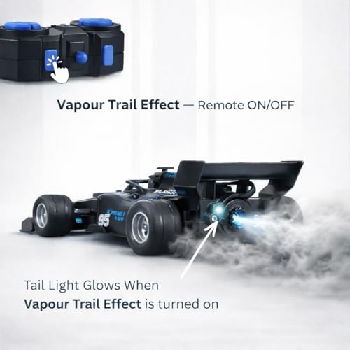 Image of High-Speed RC Car for Kids| 2.4GHz Remote Control Car with 150+ ft Range| Mist Smoke Effect| LED Lights| Multi-Direction Control| USB Type-C Rechargeable Racing Car Toy|Black