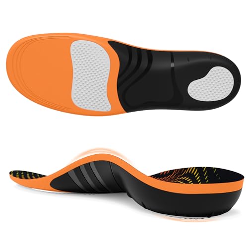 Image of Plantar Fasciitis Insoles for Standing All Day, 260lbs Heavy Duty High Arch Support Pain Relief Orthotic Insert for Flat Feet Women Men Work Boots Shoes Inserts,Flat Feet Orthotic Insert Absorb Shock