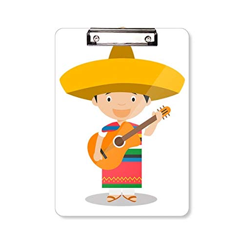 Presse-papiers dessin animé guitare mexicaine A4 avec porte-bloc rigide pour bureau
