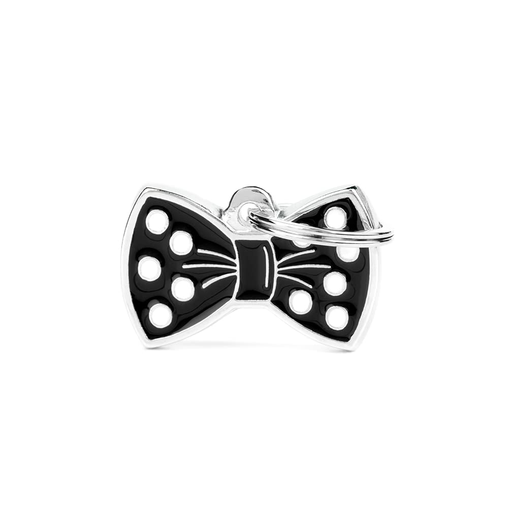 My Family Medaglietta per Cane Made in Italy. Papillon Nero. Targhetta Cane. Smaltata a Mano in Metallo. Collezione Charms