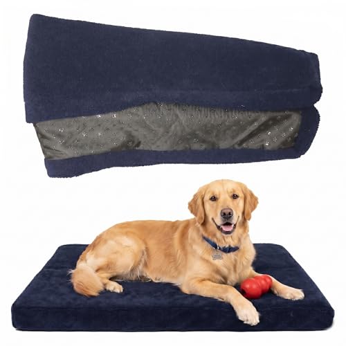 Image of Faux Fur Dog Bed Covers - Ultra Soft Rose Velvet, Removable & Washable, Cozy & Durable,Large Pet Bed Cover Only (No Filling) - Gray, (Sherpa Blue, 36 inch L x 24 inch W x 4 inch Th)