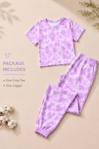Image of Tweeny Mini Girls Kids Joggers | Tie Dye Joggers set | Track pant set | Pyajama with Crop top Combo Summer wear for Girls