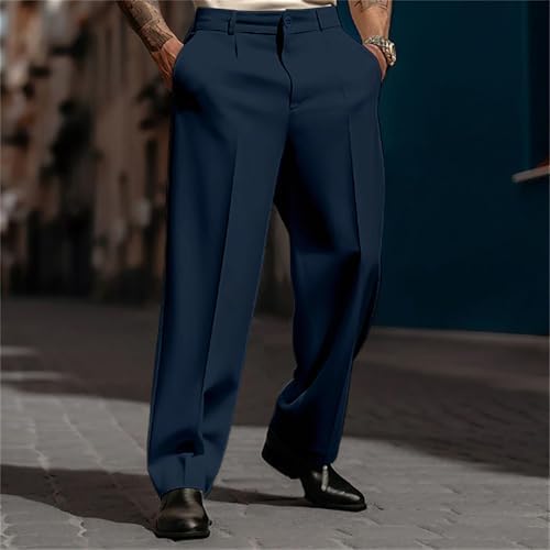 Kostuumbroek voor heren, slim fit, stretch, zwart-wit gestreepte