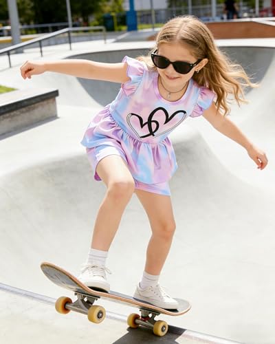Image of Girls Summer Outfits Toddler Baby Girls Short Sets 2 Piece Clothing Set Flutter Sleeve Shirt and Short 2-7 Years