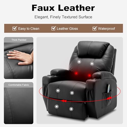 Sillón eléctrico reclinable para adulto negro miniatura 5