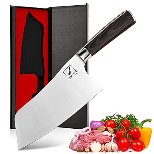 Imarku Butcher Knife, 7-Inch Sharp Chef Knife, Japanese Sus440A Stainless Steel Cleaver Knife With Pakkawood Handle - Vegetable Knife Kitchen Knife In Gift Box #TOP6