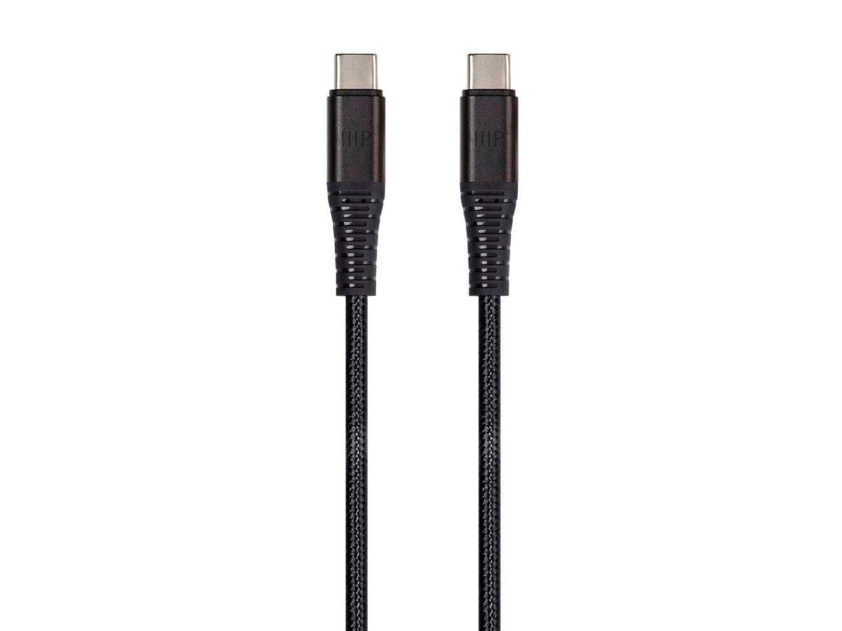 Monoprice Cavo USB 2.0 di tipo C per ricarica e sincronizzazione – 9,5 m/1,8 m/3 piedi/3 m, nero (3 pezzi) intrecciato in nylon rinforzato Kevlar, resistente, 5A/100 W, per Samsung, iPad Pro, MacBook,