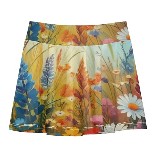 Wildflower Meadow Tennis Skirts Toddler Cheer Athletic Shorts for Girls Skorts Pleated 4t