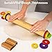 Mepple Rolling Pin with Thickness Rings and Pastry Baking Mat, 13.6