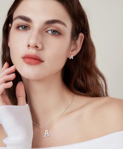 Women Girls Initial Letter Necklaces,Initial Baseball Number Birthstone Necklace Jewelry Gifts for Women4