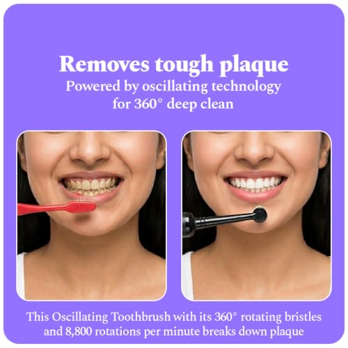 Image of Pressure Sensor Electronic Smart Oscillating Toothbrush | Rechargeable Electric Toothbrush for Adults, 3 Modes, 2-Min Auto Timer, 21-Day Battery, IPX7 Waterproof, 2 year warranty