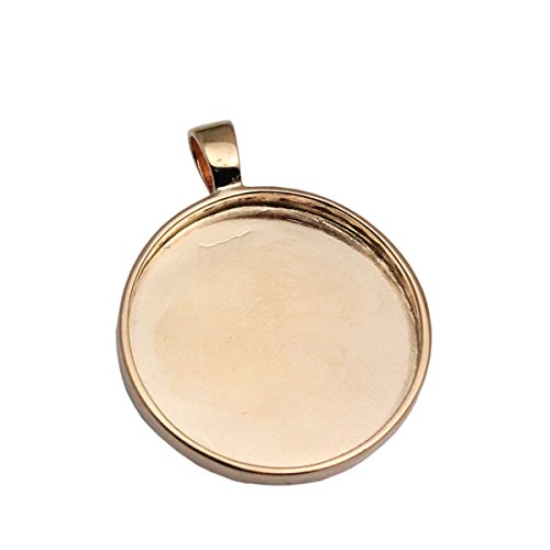 Round Bezel Pendant Setting Sterling Silver Cabochon Base 25 mm Round Bezel Tray DIY Jewelry (Rose Gold Plated)