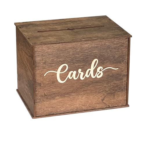Cregugua Large Card Box 12x 9x 9 Rustic Wooden Card box Gifts Card Box for Wedding Birthday Baby Shower Graduation Party
