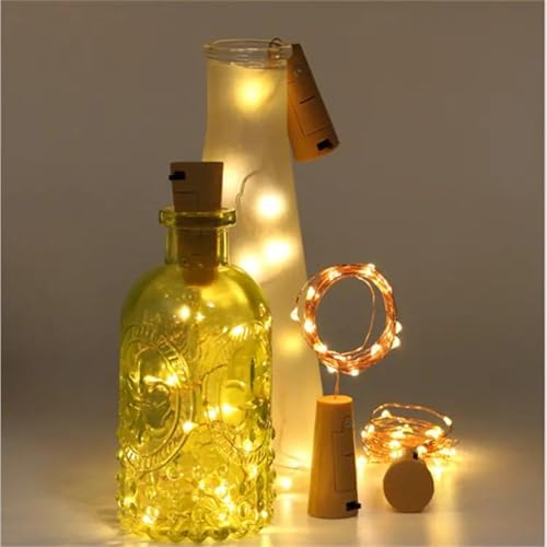 Image of Amster 20 LED Wine Bottle Cork Lights, Copper Wire String Lights (Warm White) - Battery Operated Decorative Fairy Lights for DIY, Diwali, Party, Wedding, Christmas, and Home Decor (Pack of 10)