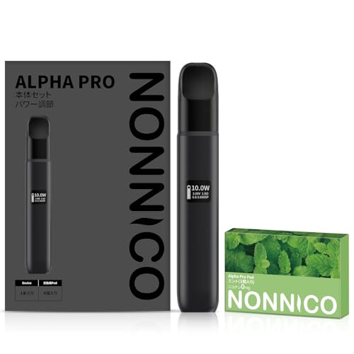 NONNICO Alpha Pro 電子タバコ vape ベイプシーシャ RELX POD対応可能 使い捨てポッド4個付き RELX本体互換可 禁煙グッズ パワー調節付き ディスプレイ搭載 充電式 Type-C充電 ニコチン タール無し ブラック本体【ミン